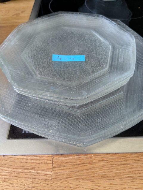 Schönes Vintage Glas-Geschirr Set | Strukturglas (Teller & Schalen) 3