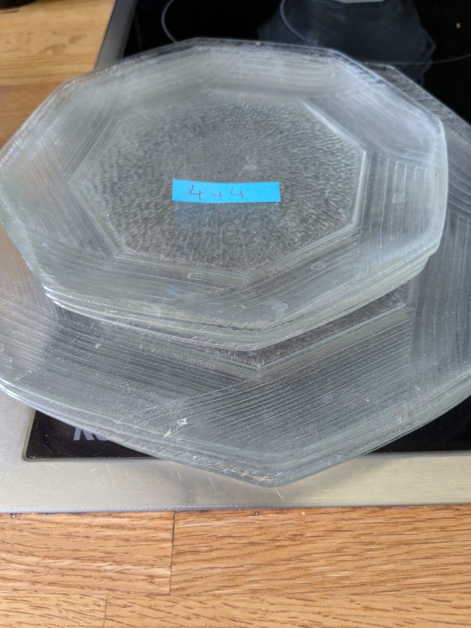 Schönes Vintage Glas-Geschirr Set | Strukturglas (Teller & Schalen)